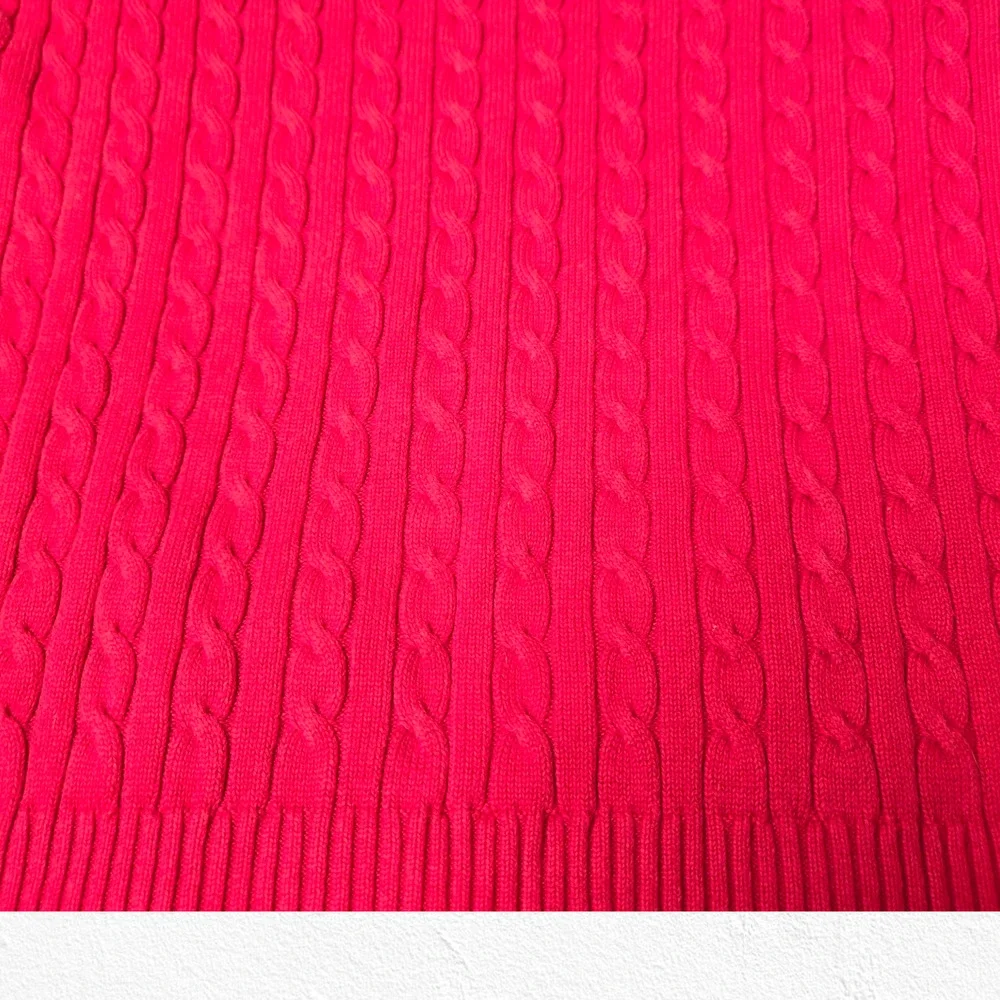Y2K Tommy Hilfiger Hot Pink V Neck Heavy Cable Knit Pullover Sweater Size Large